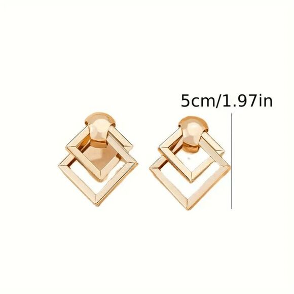 Geometric Triangle Dangle Earrings - Picture 4 of 6